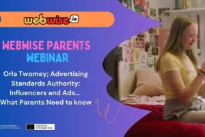 Image shows slide from webinar presentation with the title of the session: Webwise Webinar: Orla Twomey, CEO of the Advertising Standards Authority