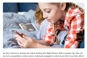 Image from guide with title Why Children and Young People Are Vulnerable to Scams 