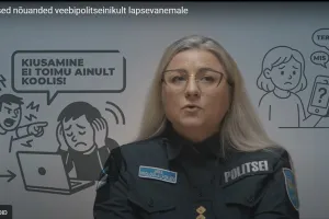 The picture shows an Estonian online police officer in uniform.