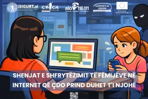 The image shows a parent and a child in a domestic setting, focused on digital activity.