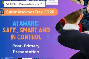 Image of Presentation cover slide with presentation title: AI Aware: Safe, Smart and in Control - Post Primary Presentation