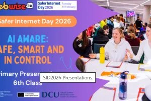 Image of Presentation cover slide with presentation title: AI Aware: Safe, Smart and in Control - Primary Presentation