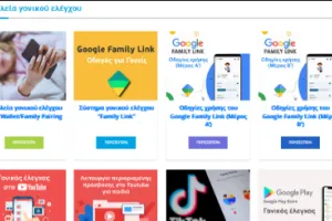 Screenshot of a webpage displaying multiple parental control guides for platforms