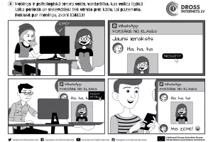 Board game with comics about different situations on the internet