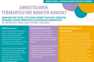 Esite ammattilaisille: Miten olla tukena nuorelle, jolla on lapsikohteisia seksuaalisia ajatuksia