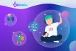 Banner with the AdWiseOnline campaign logo and the visual element of a boy playing an online game