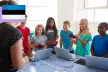 Students learning using technology.