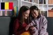 Teenagers using a smartphone