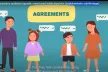 Parents and children discussing about the agreements for safe use of Internet.