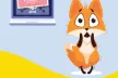 Cover of a children’s activity book featuring the clever fox and a computer showing a warning about an online scam.
