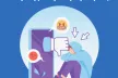 Blue poster showing a sad teenager sitting beside a smartphone with negative reaction icons and a thumbs-down symbol, plus an EU funding logo at the bottom.