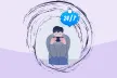 Cartoon illustration showing excessive use of technology by a boy on a phone