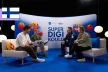 View of the stage during the digital lesson featuring two popular Finnish influencers and two members of SIC Finland