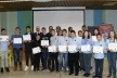 Group photo of young people who attended the Safer Internet Day event in Bulgaria, holding certificates