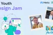 EU Youth Design Jam visual accompanied with pictures of the BIK Youth Ambassadors