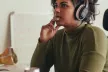 woman with a headphone
