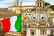 Italian flag with city in background