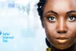 Close up pf a woman's face being mapped by AI
