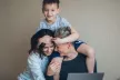 Family of three bonding during lockdown