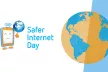 Safer Internet Day mascot standing alongside the globe