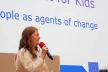 Girl talking with a mic in her hands
