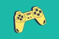 A yellow gamepad on a green background