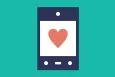 A smartphone with an icon of a heart on it