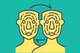 Illustration of two almost identical faces being swapped with one another
