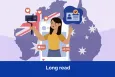 Social media post hovering over Australia's map