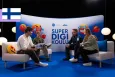 View of the stage during the digital lesson featuring two popular Finnish influencers and two members of SIC Finland