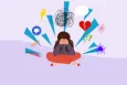 A distressed child surrounded by negative feelings and messages